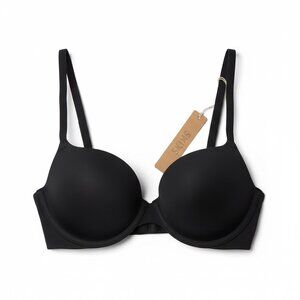NWT Skims Fits Everybody T-Shirt Push-Up Demi Bra Onyx Black Underwire 30C